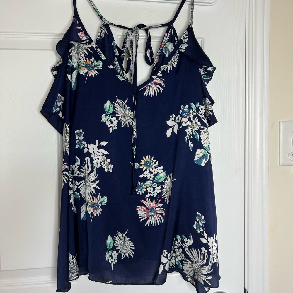 Haute Fox Cold Shoulder Satiny floral plus size top size 1X